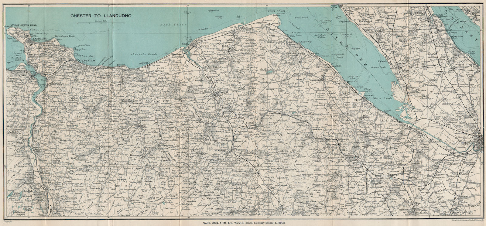 NORTH WALES COAST. Chester-Llandudno. Denbigh Rhyl Deeside. WARD LOCK 1930 map